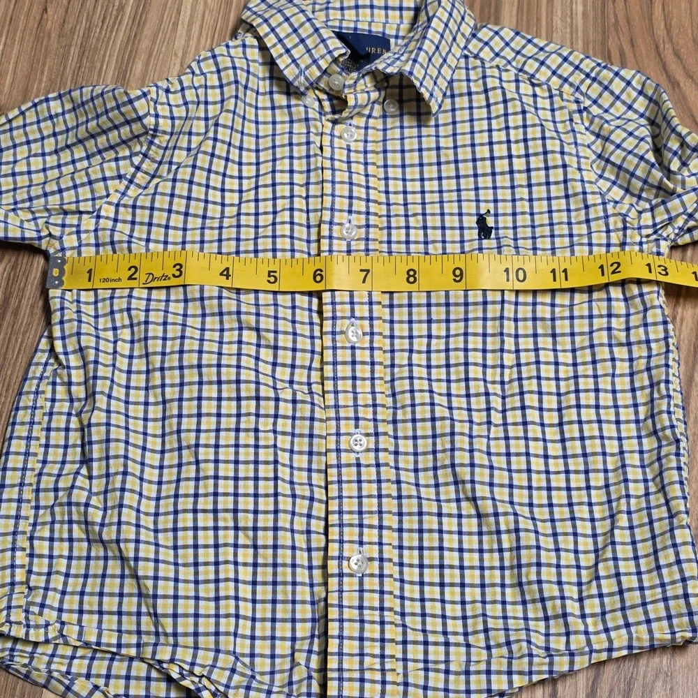 Ralph Lauren Plaid Button Down‎ Shirt Boy's Size 5 Blue Yellow Long Sleeve